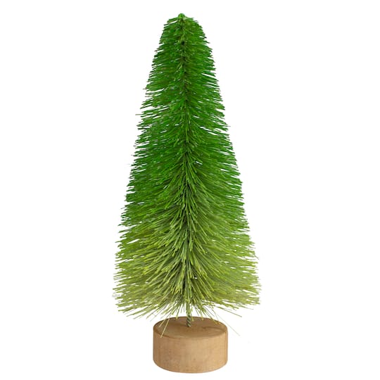 11" Unlit Bottle Brush Pine Artificial Christmas Tree with Wooden Base By Northlight in Green | 11" x 4.5" x 4.5" | Michaels®